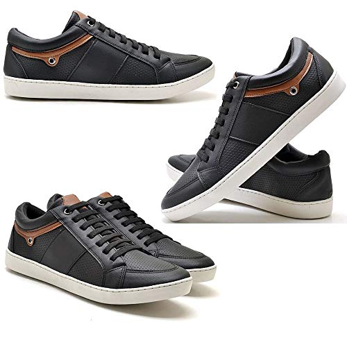 Kit 3 Pares Tênis Sapatênis Casual Masculino Sola Costurada Conforto Sapato Cor:Preto,Vermelho e Azu