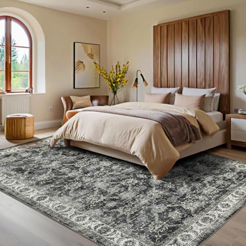Tapis traditionnel oriental gris à poils bas haute densité - 3
