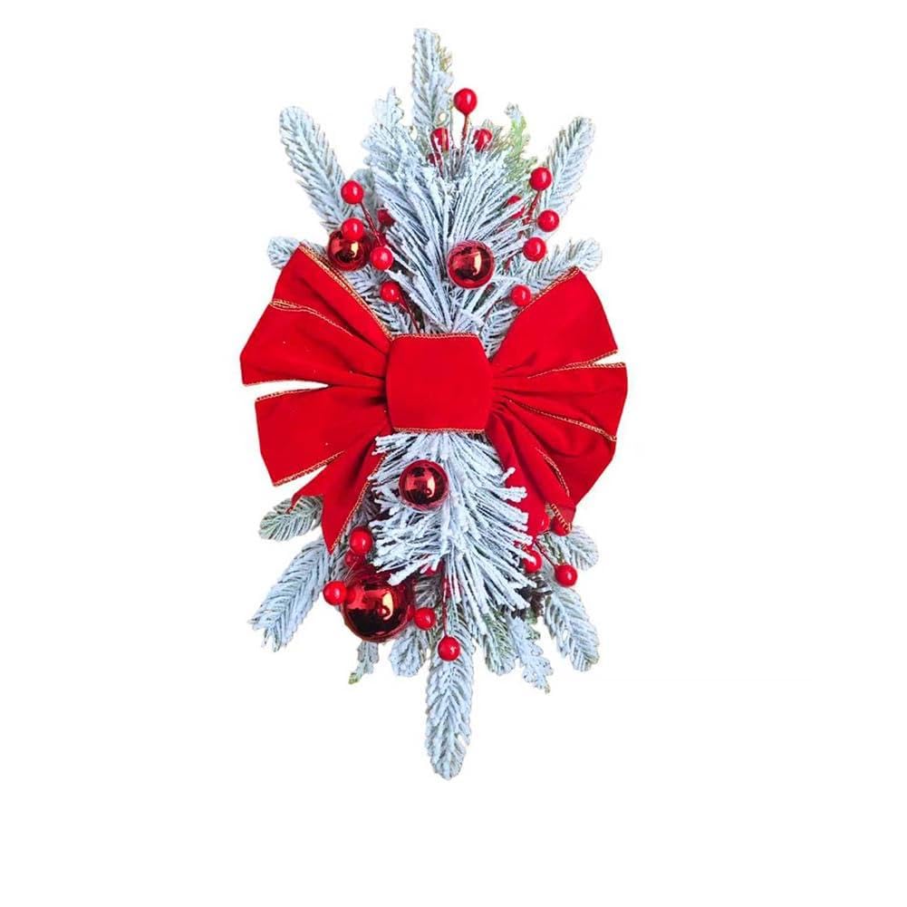 Light Home Door Window Decoration Christmas Swag Wreath Pendants Ornament Hanging Garlands Without/with Party Supplies (Red Without light)