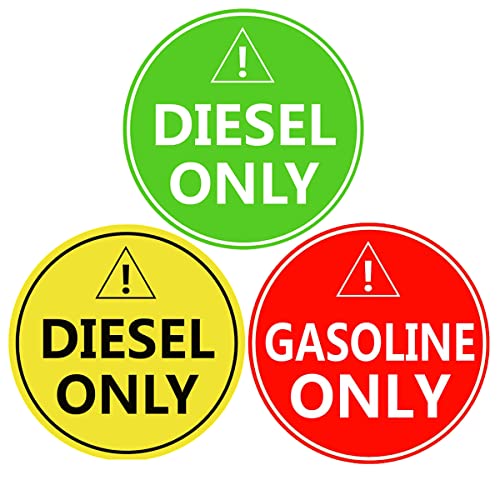 Image of Diesel Only /Gasoline Only Stickers Sign,4 inch Diesel Only Decal Labels /Gasoline Only Waterproof Oil Standards Stickers-Adhesive Fuel Stickers for Trucks, Tractors, Machinery (15 Pack Yellow Red Green)