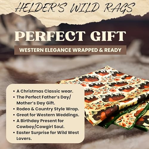 Wild Rag Silk Scarf 36'', Western Cowboy Bandana Square Silky Wild Rags,Tan Vintage Floral Bison Tribal Scarves for Men & Women4