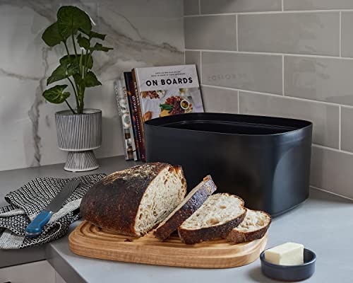 Sonder Los Angeles, Modern Bamboo Fiber (Black) Bread Box For Kitchen Countertop With Reversible Wood Serving Lid, Homemade Bread Storage 14.25 X 9.25 X 7In, Storage Bin And Bread Container #TOP4