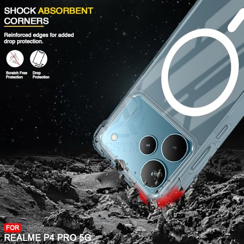 Image of AESTMO Clear Back Cover for Realme P4 Pro 5G | 360 Protection | Transparent Back Cover for Realme P4 Pro 5G (PC + TPU, Compatible with MagSafe Accessories, Transparent Bumper)