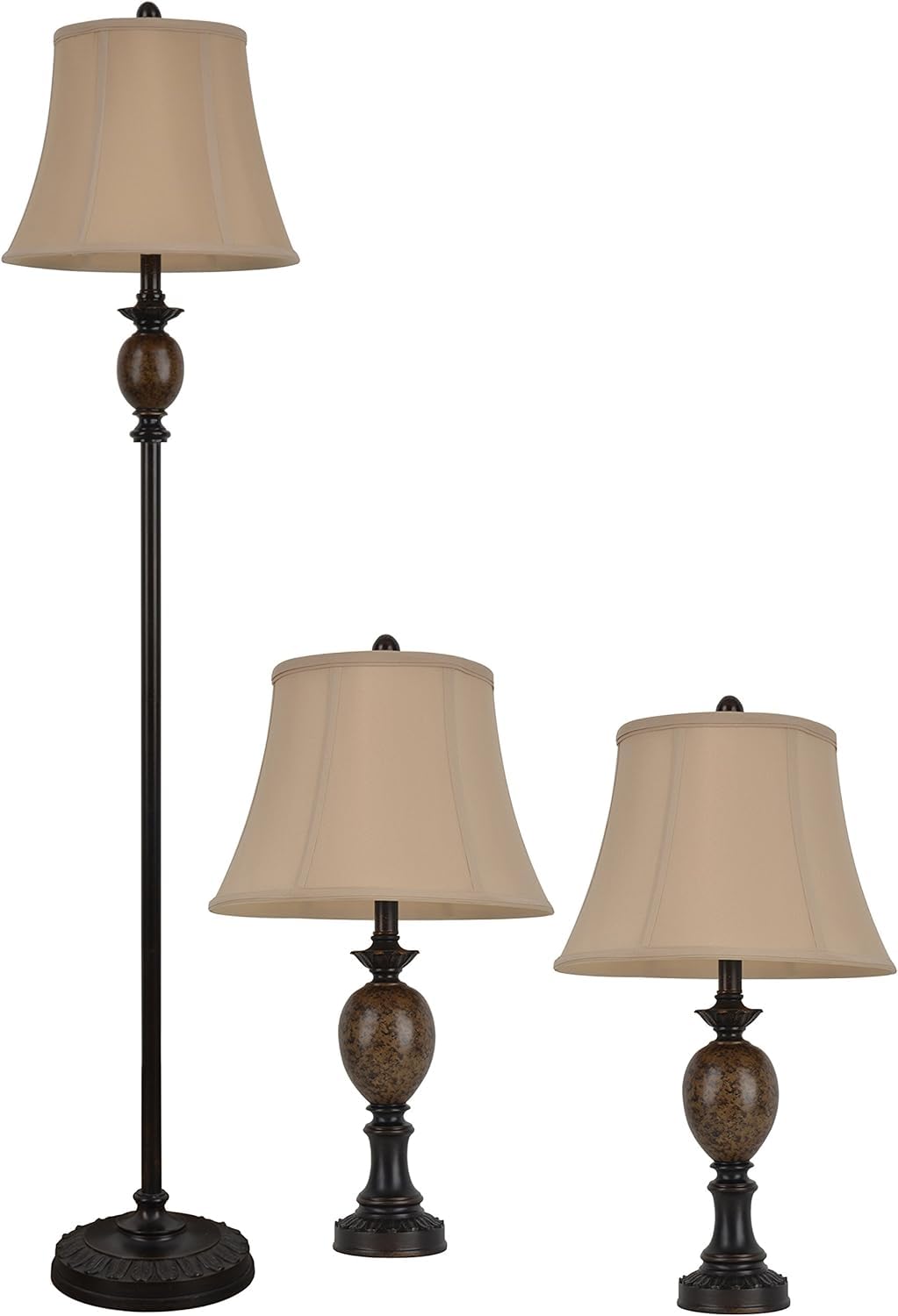 Decor Therapy Mae Table and Floor Lamp Set, Huntington Bronze with Light Marble 3 pack
