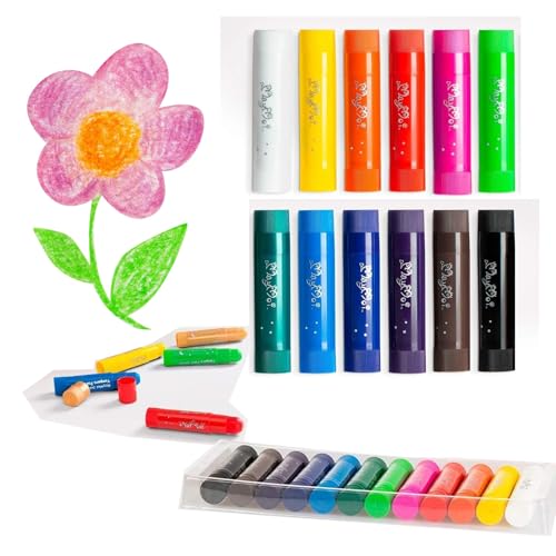 MayMoi Tempera Paint Sticks, 12PCS Washable Paint Sticks for Kids, Non-Toxic, Quick Drying & No Mess, 12 Bright Colors, Best Art Birthday Gifts for Kids (10g)