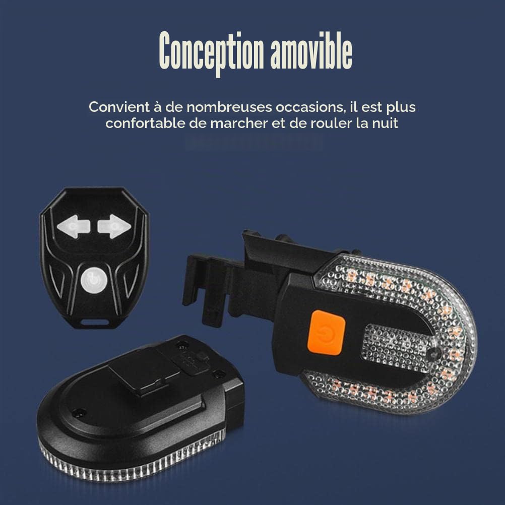 Lot de clignotants de vélo avec télécommande sans fil rechargeable USB pour vélo de nuit