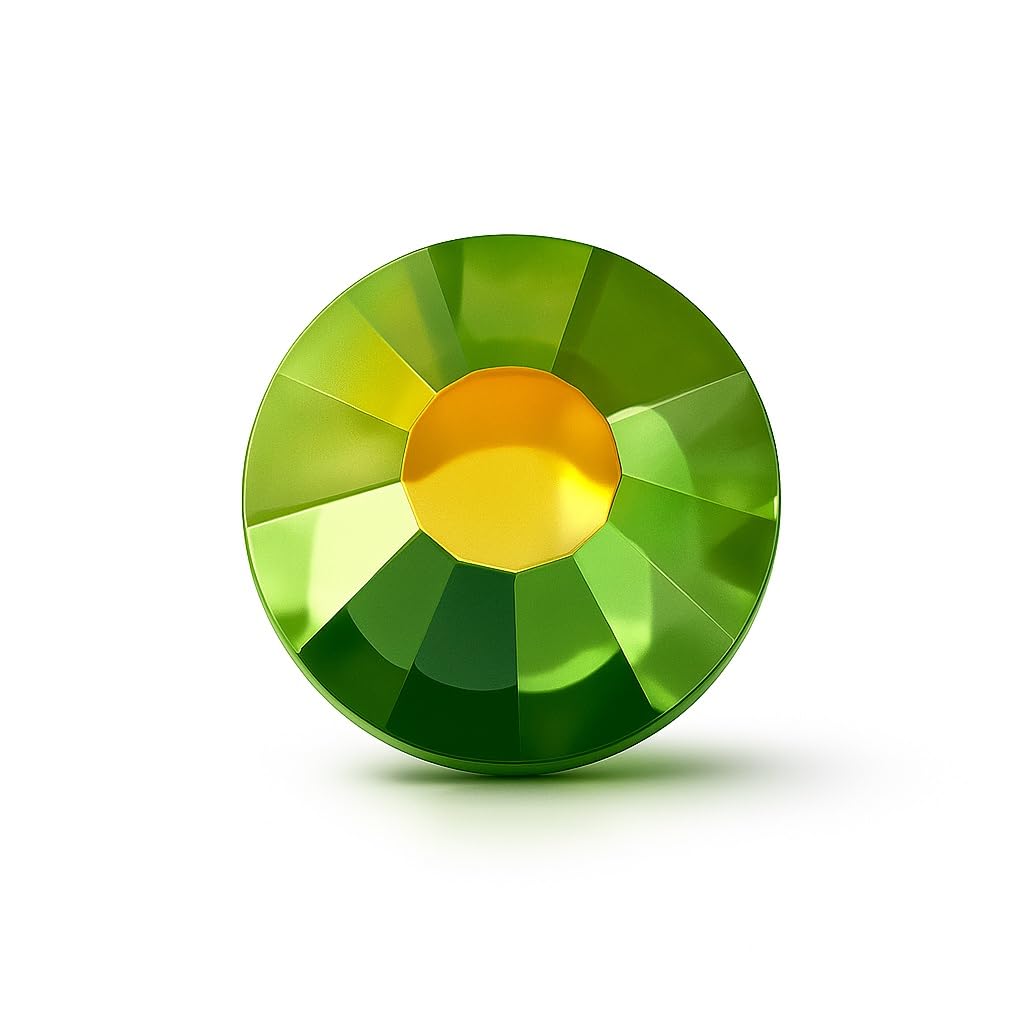 Factory Pack of 1440 x EIMASS® 7787 Range Non Hot Fix Glass Gems, Flat Back Glass Crystals, Flat Back Rhinestones (Peridot AB ss16 (4mm))