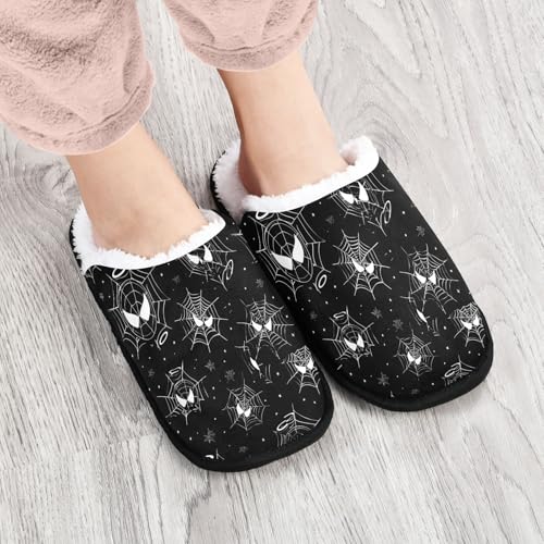 Spiders Cartoon Black Slippers For Women Men Soft Memory Foam Non-Slip Halloween Winter Indoor House Shoes Travel Slipper4