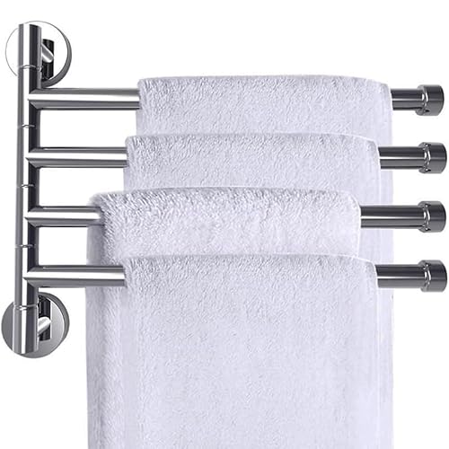 Virsus Portasciugamani da Bagno a Muro in Acciaio Inox Cromato 139-3, misura 38x23 cm, Porta Salviette da Parete, Supporto a Barre Girevoli, Accessori per il Bagno (4 Barre)