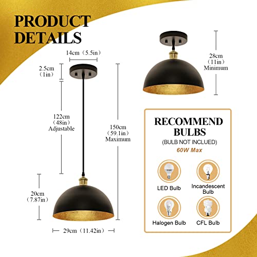 Flynix PL-LO212 Black And Gold Leaf Pendant Light, Vintage Ceiling Hanging Light Fixture thumb #5