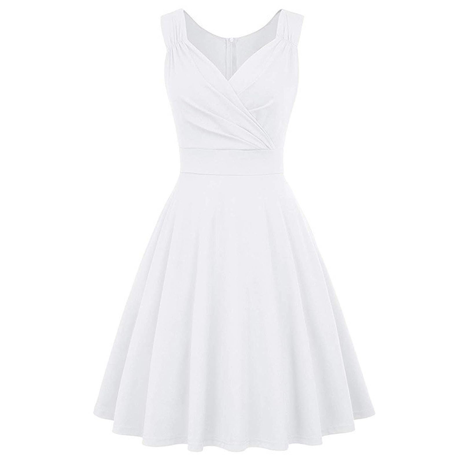 Kleid Hochzeitsgast Damen A-Linie Kurz Cocktailkleid Ärmellos Festlich Abendkleider Elegant Für Hochzeit Abschlusskleid Sommer V Ausschnitt Kleider Tailliert Hohe Taille Ballkleid Schwingen