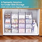 Vtopmart 4 Pack Small Clear Stackable Storage Drawers,Acrylic Bathroom Makeup Organizer,Plastic Storage Bins For Vanity, Undersink, Kitchen Cabinets, Pantry, Home Organization - Image 4