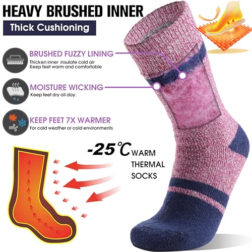 Image of 3 Pairs Thermal Warm Socks for Men & Women Thick Winter Extra Warm Insulated Boot Ski Socks for Cold Weather
