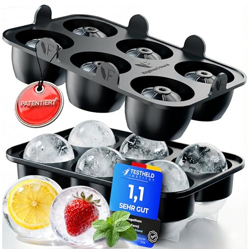 Bild: Neighbour's Friend Patentierte Eiskugelform XXL Platinum - Gro�e Eisw�rfelform rund Platinsilikon f�r Cocktails, Gin & Getr�nke - 6x Eisw�rfel rund sp�lmaschinengeeignet - XXL Eisw�rfel f�r 19,99 EUR bei amazon.de