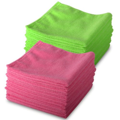 10 Pink & 10 Green Microfibre Genuine Exel Brand Magic Cleaning Cloths. Chemical Free Cleaning. Anti Bacterial Microfiber Cloths for Amazing Smear Free Wiping.