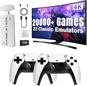 Retro Konsole, Game Stick Spielekonsole mit 20.000+ Klassikern, Retrolink 2 Wireless Controller Plug & Play, Geschenk für Familien (64G)