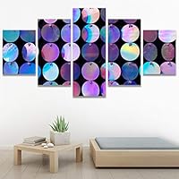 SIGNWIN 5 Panel Canvas Wall Art Modern Art Abstract Closeup Colorful Cool Geometric Minimalist Mixed Media Multicolor Patterns for Home Decorations Ready to Hang - 60