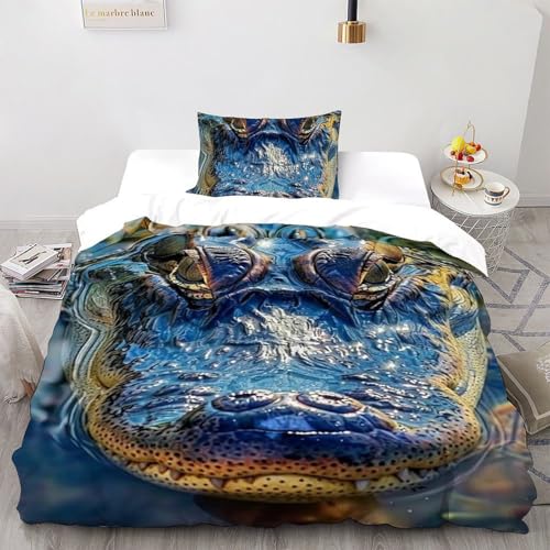 Housse de couette single crocodile microfibre 135x200 anti-plis