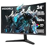 KOORUI 24 Inch Gaming Monitor - FHD 1080P Curved Monitors 180Hz VA, Built-in Adaptive Sync with 1ms, 1500R with Ultra-Thin, HDMI X2 / DP, VESA Compatible, Tilt Adjustable, Eye Care 24E6CA