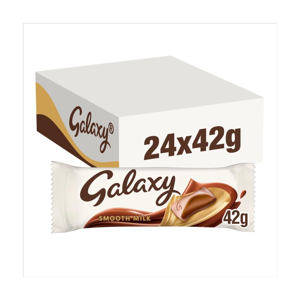 Galaxy Smooth Milk Chocolate Multipack, 24 x 42g | Premium Creamy Chocolate Bars Bulk Box | Ideal for Office Snacks, Chocolate Gifting, Sharing & Daily Indulgence | Vegetarian Friendly Chocolate