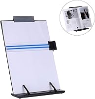 Vista 5 de Soporte para documentos Soporte de lectura de metal para escritorio de 7 posiciones ajustables con clip y guía de líneas para escribir lectura