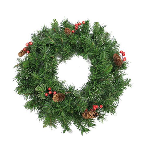 Northlight Iced Mixed Pine, Berries and Pinecones Artificial Christmas Wreath - 24