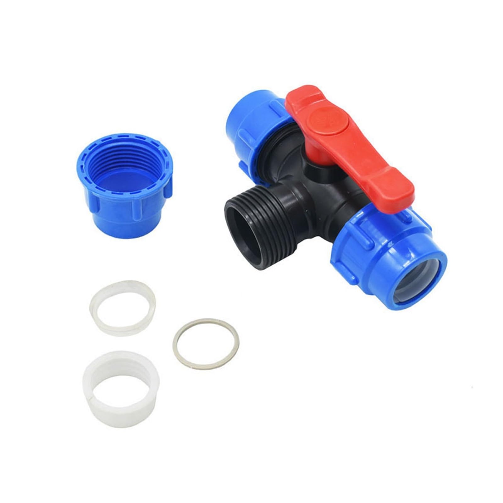 Raccordi per tubi a doppia uscita, Raccordo rapido a 3 vie for tubo in PE, rubinetto da giardino in plastica, dimensioni multiple(40mm,40MM)