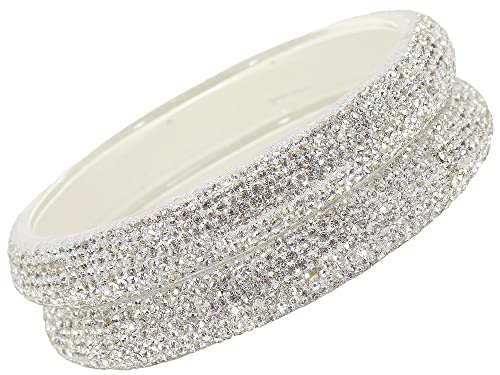 Image of NMII Glass with Zircon Gemstone and Glitter Kada Set For Women and Girls