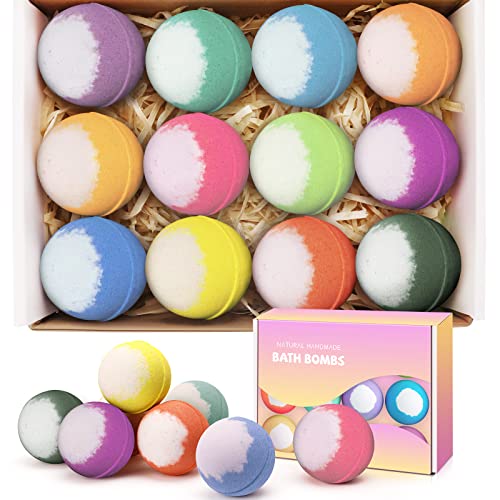 Bath Bombs Mothers Day Gifts, sanyi Gifts for Mom, 12 Bubble Bath Bombs for Women, Bath&Spa Fizzies with Essential Oil, Teacher Appreciation, Birthday Gifts for Women,Mom, Grandama, Girlfriend