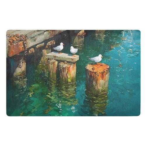 Felpudos Estampado De Aves Marinas Impermeable Doormat Absorbentes Felpudo para Oficina Cocina Dormitorio 40X60 Cm