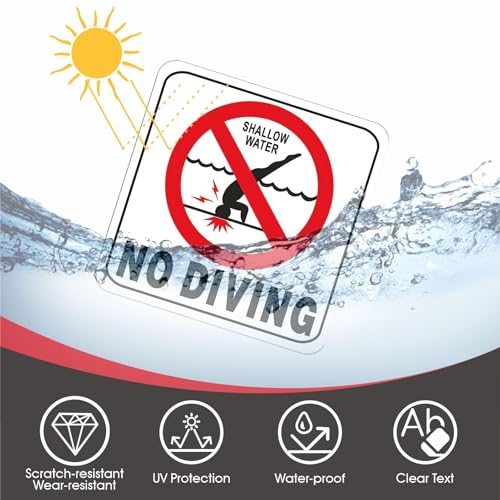 Adhesivo de Seguridad Para Piscina No Diving 6x6 Pulgadas miniatura 3
