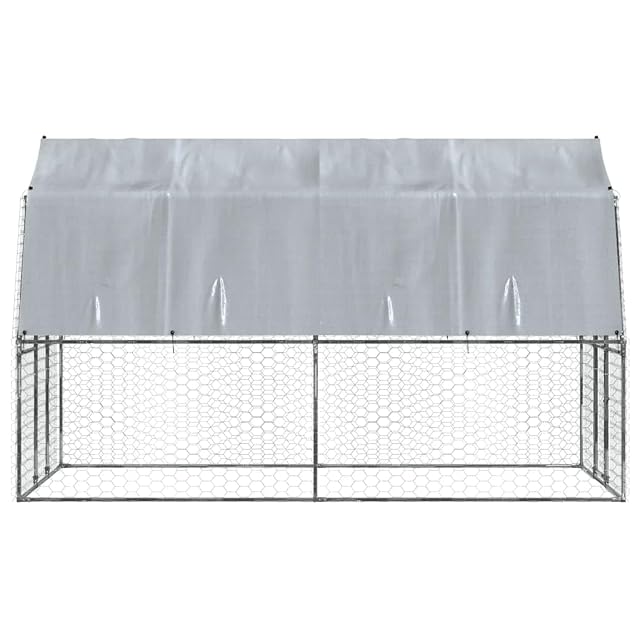 Foto 6 de 8 de vidaXL Jaula para Perros con Techo y Puerta Acero galvanizado Plateado, Jaula para Perros, Perrera para Perros