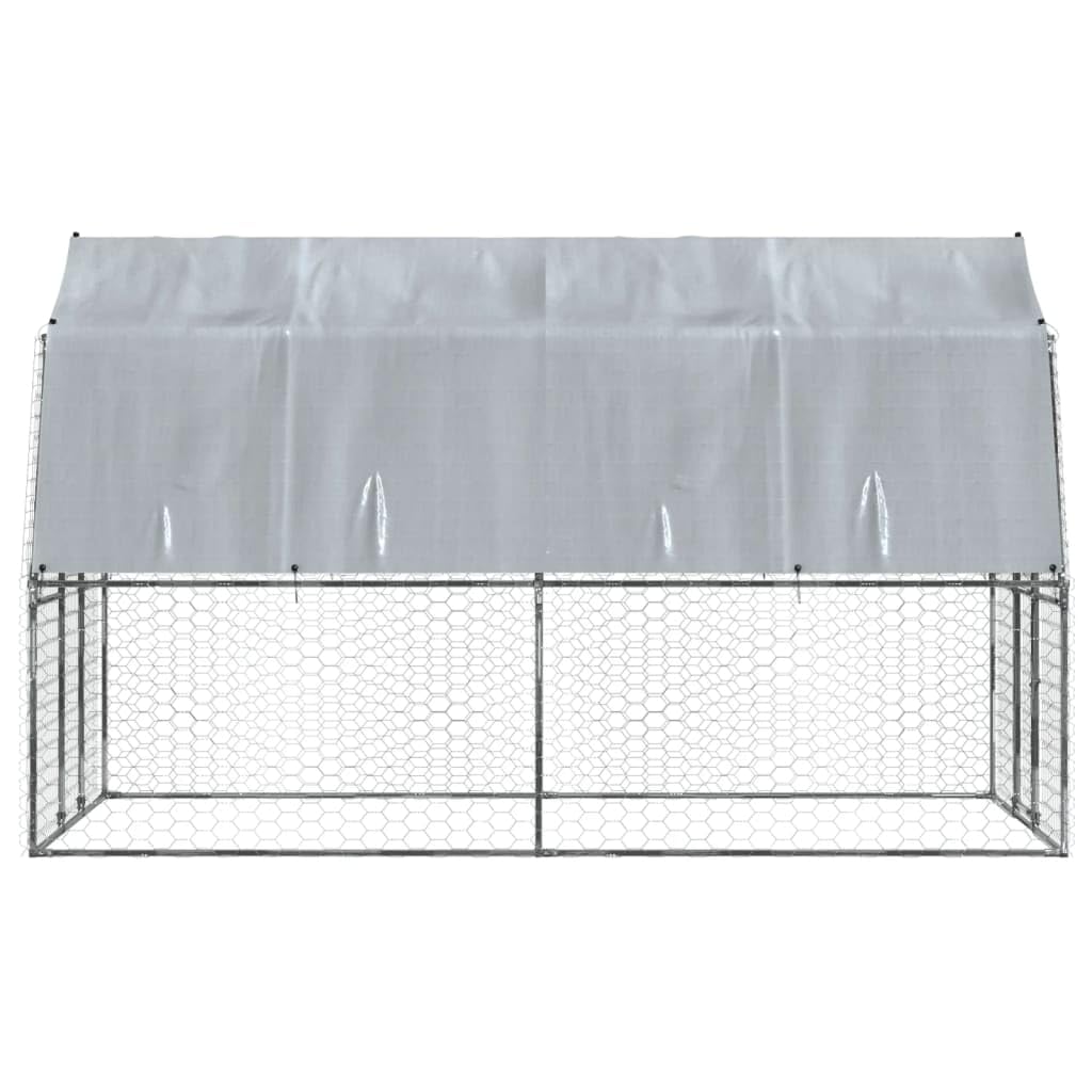IKAYAA Recinto per Cani da Esterno Box per Cani con Tetto e Anta Kennel per Cani da Esterno Gabbia Cani in Acciaio Zincato-375 x 285 x 230 cm