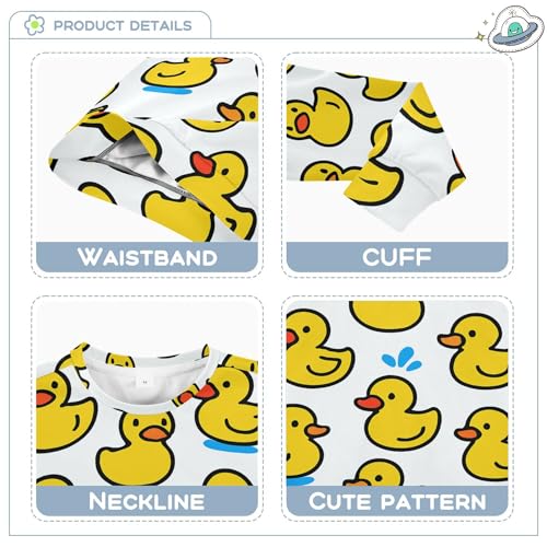 JUNZAN Cute Yellow Rubber Ducks Pattern Kids Girls Hoodie Sweatshirt Crewneck Sweatshirts for Boys Camping 4T3