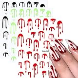 Halloween Bloody Nail Art Stickers Decals Holographic Laser Gold Silver Water Droplets Nail Decals S