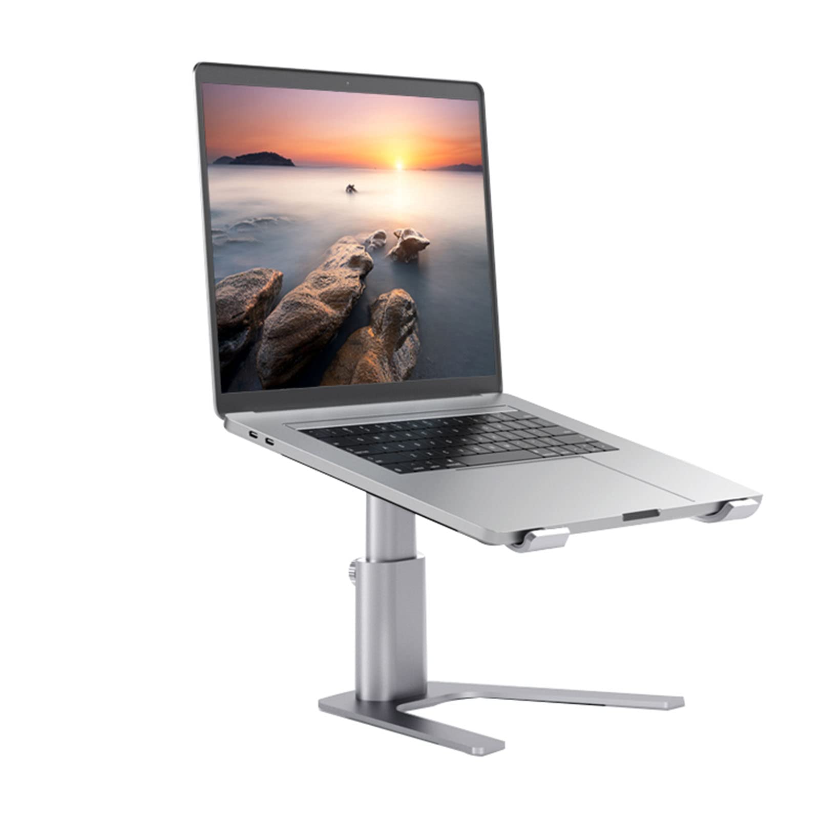 Supporto per Laptop, Supporto per Laptop ventilato Regolabile in Altezza, Supporto per Notebook 5.1-7.87'', MacBook PRO/Air Compatibile, dell, Lenovo, Samsung, Acer, Grigio (Argento)