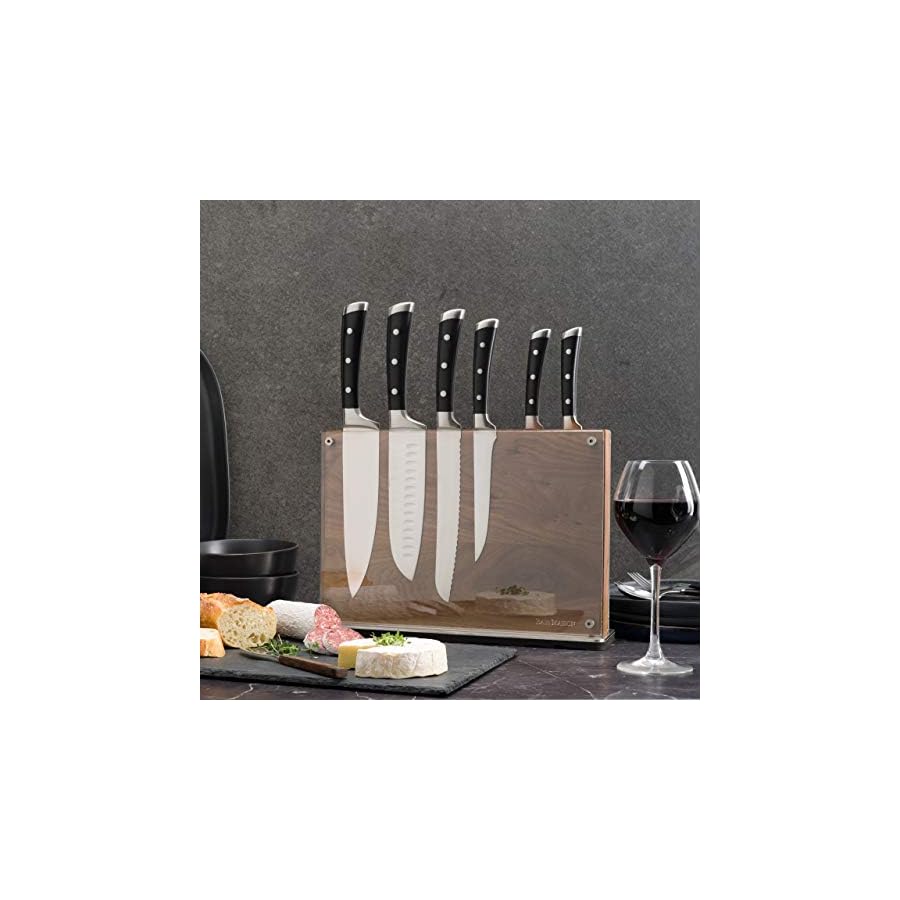 Stylish-Large-Magnetic-Knife-Holder-Holds-16-Knives-Walnut-Wooden-Knife-Block-Without-Knives-Wide-Kitchen-Magnetic-Knife-Holder-Double-Sided-Kitchen-Knife-Storage-Organizer-Block Stylish Large Magnetic Knife Holder - Holds 16+ Knives - Walnut Wooden Knife Block Without Knives - Wide Kitchen Magnetic Knife Holder - Double Sided Kitchen Knife Storage Organizer Block