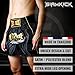 SIAMKICK Classic Muay Thai Shorts for Men Women Boxing Kickboxing High Grade MMA Fight Clothing Training Workout Trunks (L, Black Mesh)