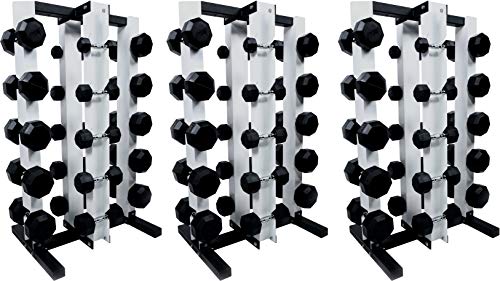 Ader Black Octagon Rubber Dumbbell Set with Rack