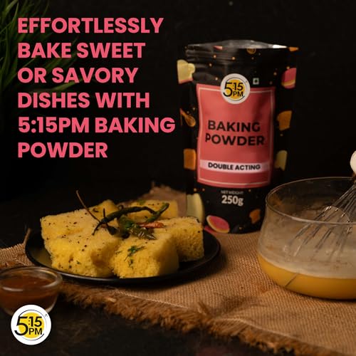 Image of 5:15PM Baking Powder 250g | Double Acting Baking Powder | All Purpose Leaving Agent | Gluten Free Baking Powder for Cooking & Baking Cake, Breads, Muffins, Pizza - 250 grams (Pack of 2)