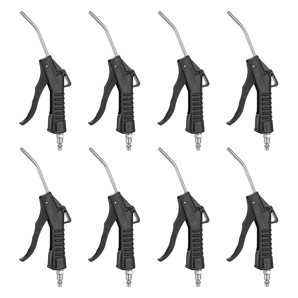 8 Pezzi Pistola di Soffiaggio Ad Aria Compressa Ad Alto Flusso con Compressore D'Aria con Spina NPT da 1/4 di Pollice e Piega Angolata