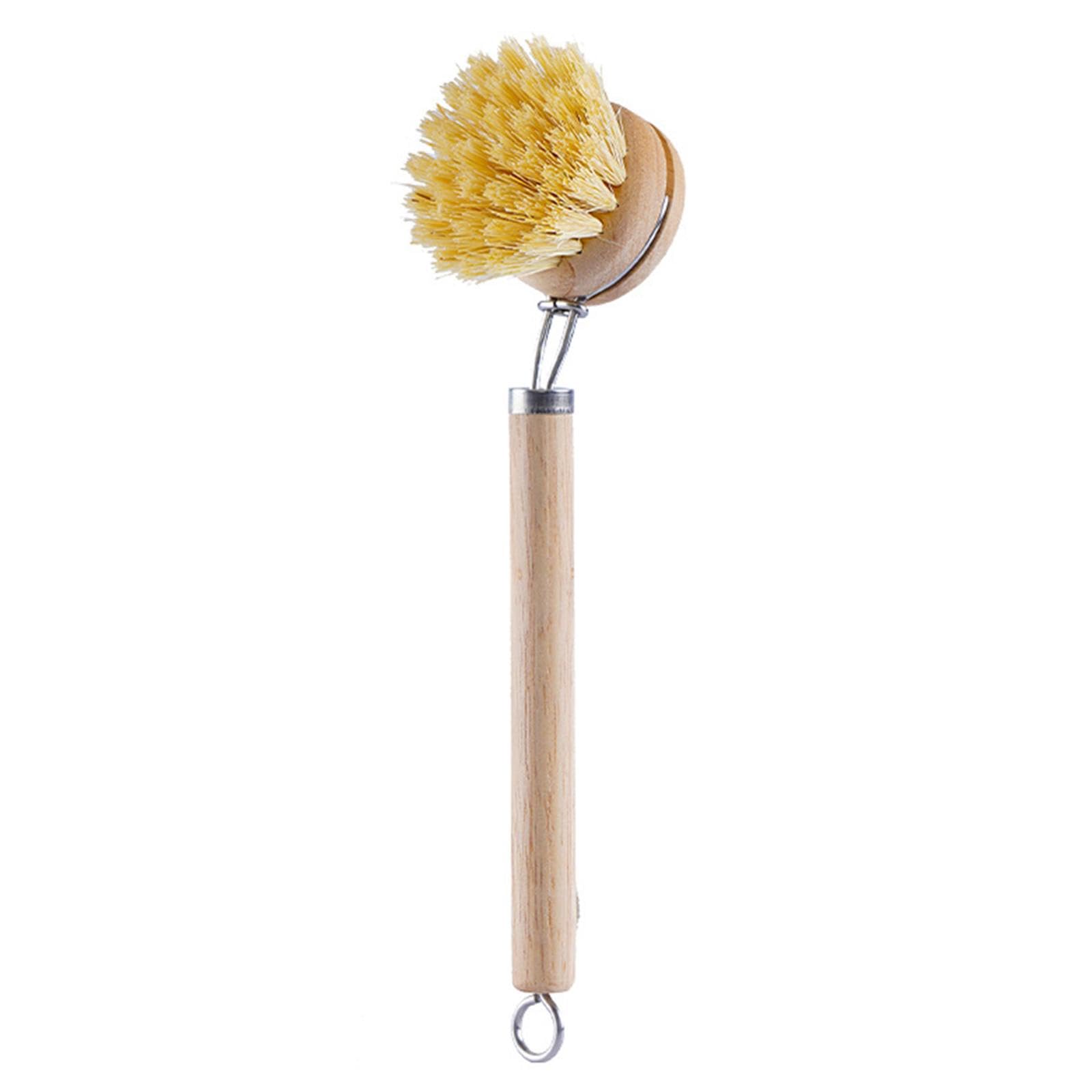 Cepillo para Platos reemplazable con Mango de Madera, quitamanchas, Cepillo portátil para Fregar y Limpiar el hogar, Accesorios de Cocina (Pelo de sisal)
