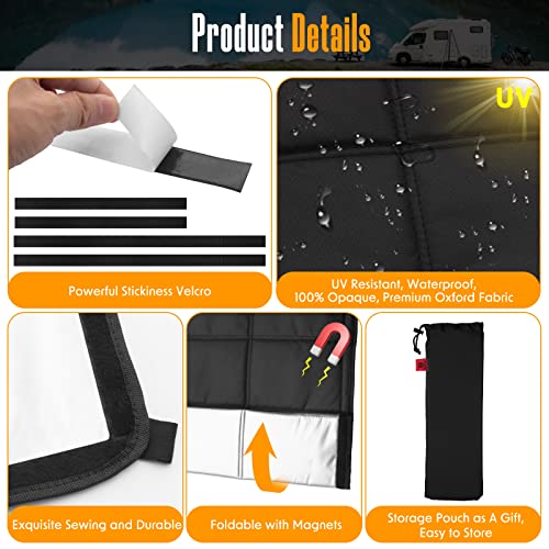 BOYISEN Magnetic RV Door Window Shade-25 x16inch Collapsible Magnet Camper Door Window Cover Blackout Shades UV Protection Fabric Waterproof Thickened Camper Trailer RV Sun Shade for Camper Windows - Thumbnail 4