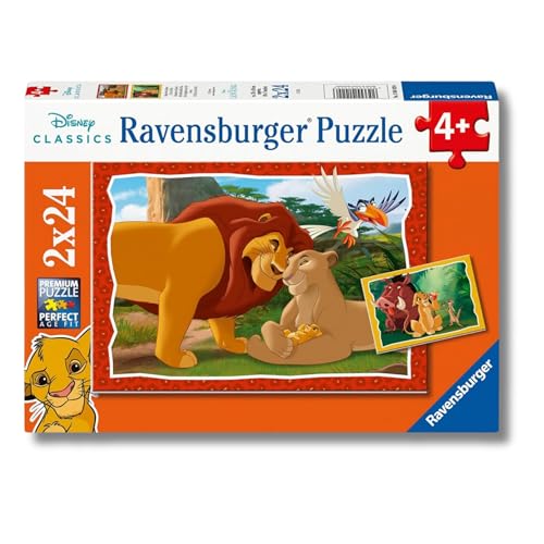Ravensburger - Il Re Leone, Puzzle Bambini 4+ Anni, 2 Puzzle Da 24 Pezzi