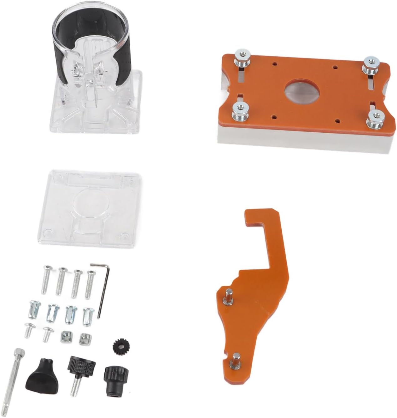 Trimming Router Protection Cover, Trimming Machine Base with Aluminum Alloy Slot Plate Locator and Transparent, Compatible with 65mm Trimmers for Woodworking Grooving Chamfering