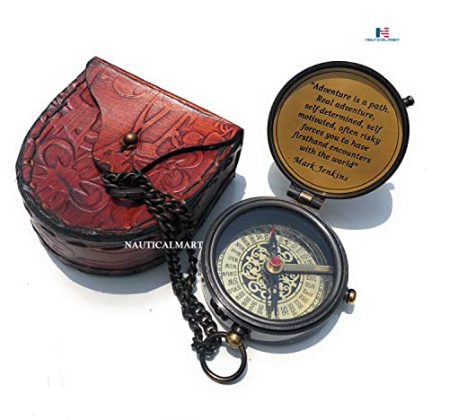 Brújula de bolsillo vintage de latón grabada Eagle Compass miniatura 2