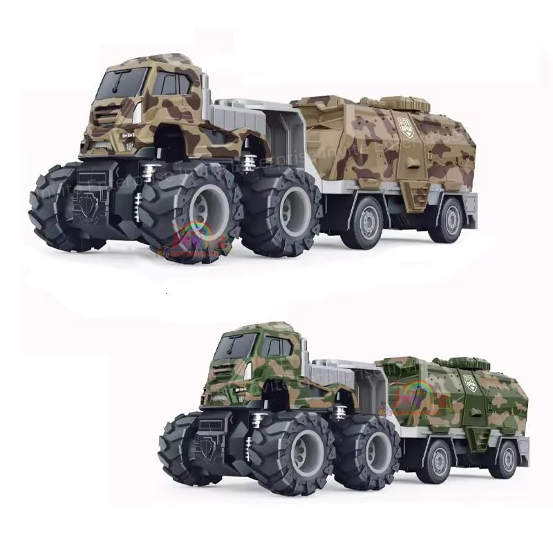 Rahasya Enterprise 1:43 4WD Diecast Alloy Military Model Truck Toys with Friction Powered Miniature Car Vehicle Toy for Kids, Boys and Girls (2 Color Truck = Sent Any 1 Truck)