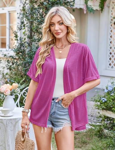 Image of Halife Womens Summer Lightweight Cardigan Short Sleeve Open Front Casual Loose Cover Ups