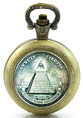 Reloj de bolsillo de cuarzo con logotipo Illuminati en caja de regalo - Batería de repuesto gratuita Cover