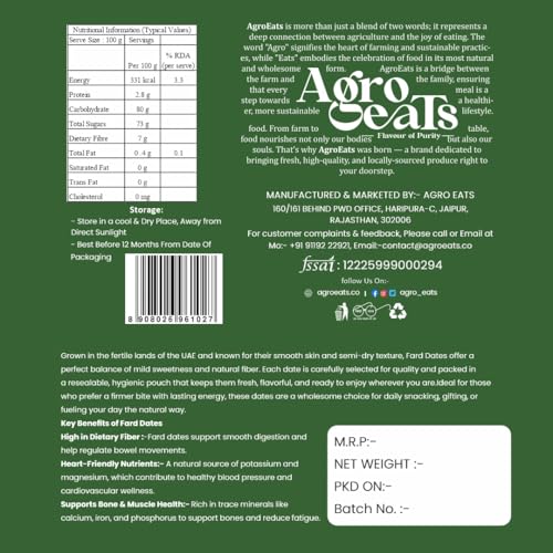 Image of AGROEATS PREMIUM FARD DATES - 250g Pack | Natural Saudi Khajur | Nutritious & Naturally Sweet | No Added Sugar | Biodegradable Packaging | Ideal for Gifting & Daily Snacking
